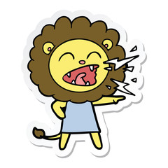 sticker of a cartoon roaring lion girl
