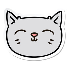 sticker of a quirky hand drawn cartoon cat face