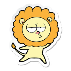 sticker of a cartoon bored lion