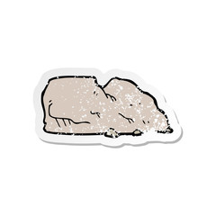 retro distressed sticker of a cartoon rock