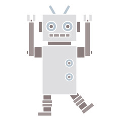 flat color retro cartoon dancing robot