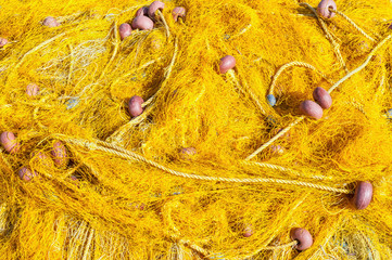 Background of fishing nets and floats