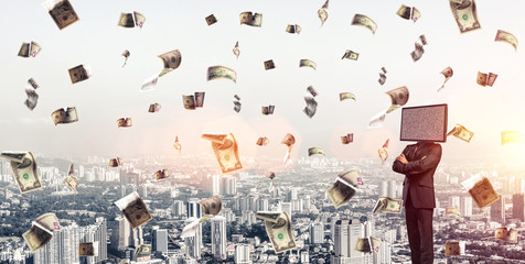 Businessman with TV instead of head.