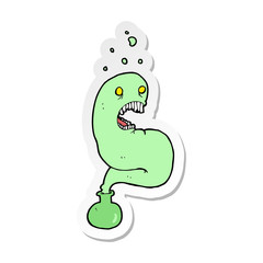 sticker of a cartoon halloween ghost in bottle
