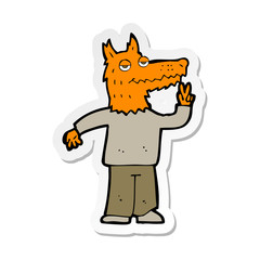 sticker of a cartoon happy fox man