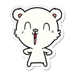 sticker of a happy cartoon polar bear