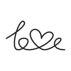 Line art lettering with word "love".