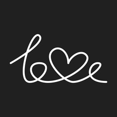 Line art lettering with word "love".