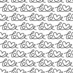 Seamless pattern with line art lettering with word 