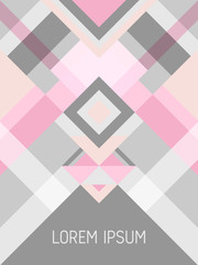 Cover page layout vector template geometric design with triangles and stripes pattern.