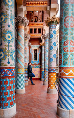 balcony of columns of the palace of Catalan music in the city of Barcelona