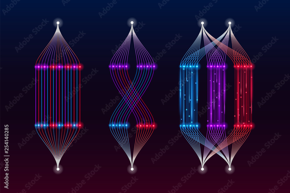 Aufkleber Set of isolated machine learning algorithm for big data calculations. Bigdata elements for deep learning infographic. Analysis and visualization of information in geometric form. Analyze and analytics