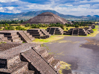 Stunning view of Teotihuacan Pyramids and Avenue of the Dead, Mexico - 254140495