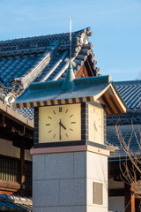 Japanese clock tower and Japanese house.