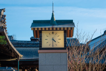Japanese clock tower and Japanese house.