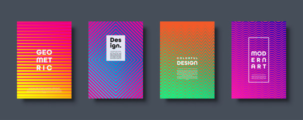 Modern abstract background with geometric shapes and lines. Colorful trendy minimal A4 template cover with acid colors and halftone gradient. EPS 10 vector illustration.