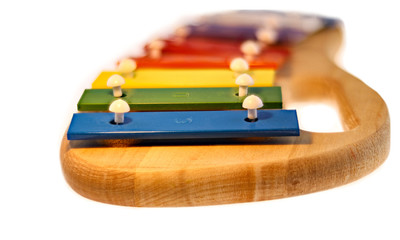 colorful xylophone for children closeup isolatedon white
