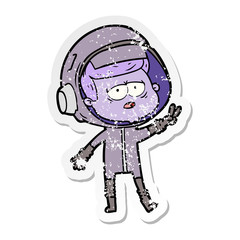 Obraz premium distressed sticker of a cartoon tired astronaut