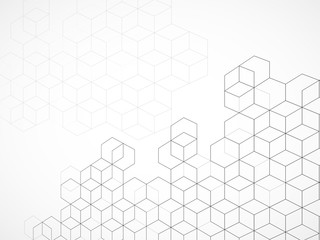 Abstract geometric background with cubes. Geometrical concept with lines and points