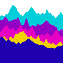 Vector colorful landscape with silhouettes of mountains, nature background