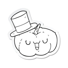 sticker of a cartoon pumpkin wearing hat