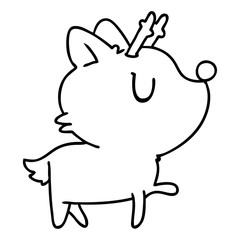 line drawing of  kawaii cute deer