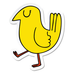 sticker of a quirky hand drawn cartoon yellow bird