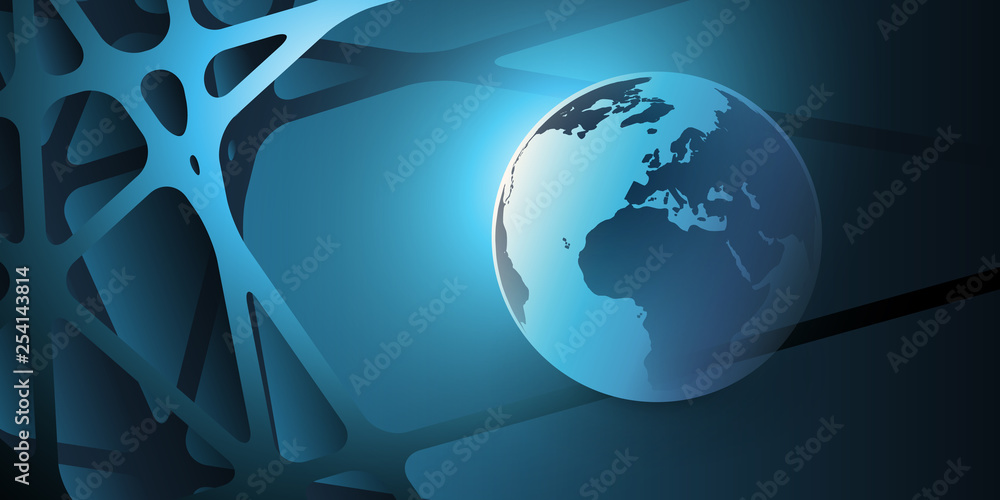 Poster cloud computing and networks concept with earth globe - global digital network connections, technolo