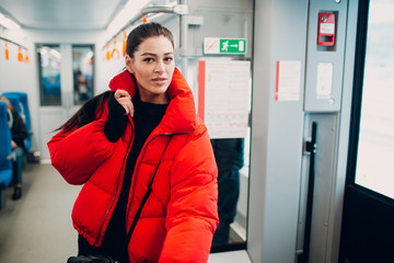Young female in train