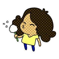 cartoon of cute kawaii girl