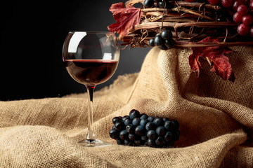 Red wine and grapes.