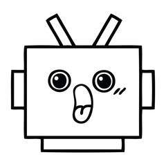 line drawing cartoon robot head