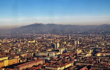 View of Turin from the top of the thirty-fifth floor of the Intesa Sanpaolo bank