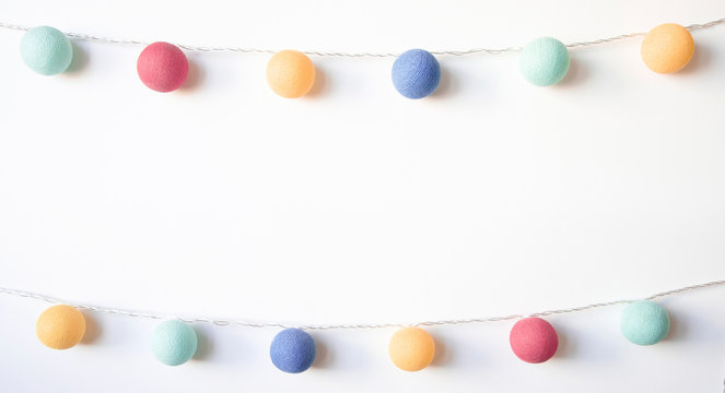 Colorful decorative garland on white background.