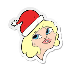 sticker of a cartoon woman ready for christmas