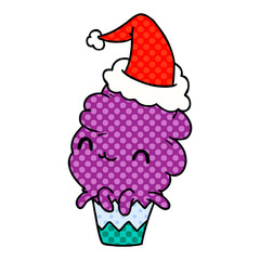 christmas cartoon of kawaii muffin
