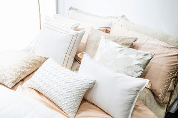 Bedroom bed quilt and pillow interior soft design