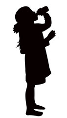 girl drinking, silhouette vector