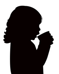 girl drinking, silhouette vector