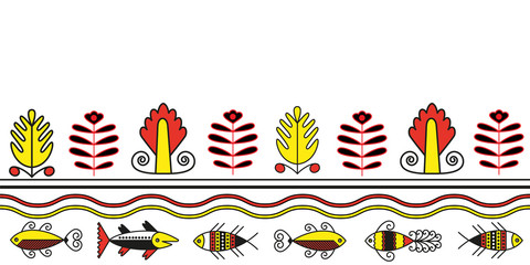 Flower folk naive ornament