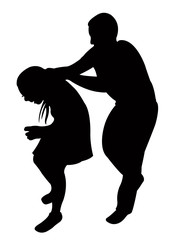 man hitting the girl, silhouette vector