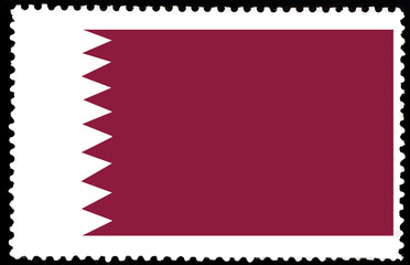 National flag of Qatar illustration. Postage stamp isolated on black background