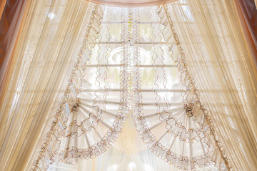 Dreamy beautiful bedroom ruffle gauze curtain