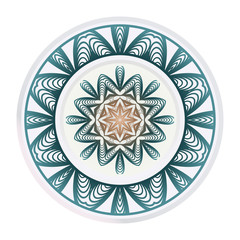Decorative Round Ornament Mandala From Floral Elements. Vector Illustration. Oriental Pattern. Indian, Moroccan, Mystic, Ottoman Motifs. Anti-Stress Therapy Pattern