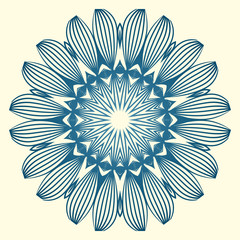 Vintage Invitation Card With Mandala Pattern. Decorative Elements. Vector Illustration. Anti-Stress Therapy Pattern. White blue colour