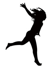 girl jumping, silhouette vector