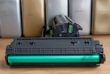 Laser printer cartridge refill concept, cartridge close-up