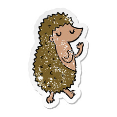 distressed sticker of a cartoon hedgehog