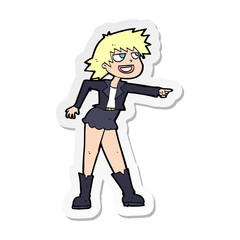 sticker of a cartoon woman pointing