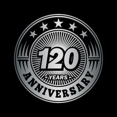 120 years anniversary. Anniversary logo design. Vector and illustration.